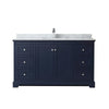 Custom image for Dark Blue with Polished Chrome Trim / White Carrara Marble / No Mirror