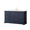 Custom image for Dark Blue with Brushed Gold Trim / Carrara Cultured Marble / No Mirror