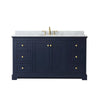 Custom image for Dark Blue with Brushed Gold Trim / White Carrara Marble / No Mirror