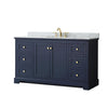 Custom image for Dark Blue with Brushed Gold Trim / White Carrara Marble / No Mirror