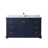 Custom image for Dark Blue with Brushed Gold Trim / White Carrara Marble / No Mirror