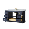 Custom image for Dark Blue with Brushed Gold Trim / White Carrara Marble / No Mirror