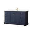 Custom image for Dark Blue with Brushed Gold Trim / White Cultured Marble / No Mirror