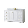 Custom image for White with Brushed Gold Trim / White Carrara Marble / No Mirror