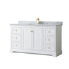 Custom image for White with Brushed Gold Trim / White Carrara Marble / No Mirror