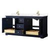 Custom image for Dark Blue with Brushed Gold Trim / Carrara Cultured Marble / No Mirror