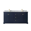 Custom image for Dark Blue with Brushed Gold Trim / White Carrara Marble / No Mirror