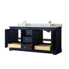 Custom image for Dark Blue with Brushed Gold Trim / White Carrara Marble / No Mirror