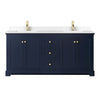 Custom image for Dark Blue with Brushed Gold Trim / White Cultured Marble / No Mirror
