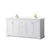Custom image for White with Brushed Gold Trim / Carrara Cultured Marble / No Mirror