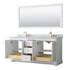 Custom image for White with Brushed Gold Trim / White Carrara Marble / 70