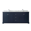 Custom image for Dark Blue with Polished Chrome Trim / White Carrara Marble / No Mirror