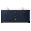 Custom image for Dark Blue with Brushed Gold Trim / Carrara Cultured Marble / No Mirror