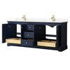 Custom image for Dark Blue with Brushed Gold Trim / Carrara Cultured Marble / No Mirror