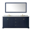 Custom image for Dark Blue with Brushed Gold Trim / White Carrara Marble / 70