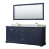 Custom image for Dark Blue with Brushed Gold Trim / White Carrara Marble / 70