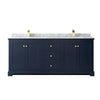 Custom image for Dark Blue with Brushed Gold Trim / White Carrara Marble / No Mirror