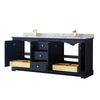 Custom image for Dark Blue with Brushed Gold Trim / White Carrara Marble / No Mirror