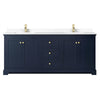 Custom image for Dark Blue with Brushed Gold Trim / White Cultured Marble / No Mirror