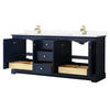 Custom image for Dark Blue with Brushed Gold Trim / White Cultured Marble / No Mirror