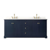 Custom image for Dark Blue with Brushed Gold Trim / White Quartz / No Mirror