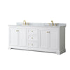 Custom image for White with Brushed Gold Trim / White Carrara Marble / No Mirror