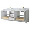 Custom image for White with Brushed Gold Trim / White Carrara Marble / No Mirror