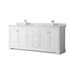 Custom image for White with Brushed Gold Trim / White Carrara Marble / No Mirror