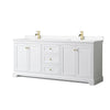 Custom image for White with Brushed Gold Trim / White Cultured Marble / No Mirror