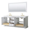 Custom image for White with Brushed Gold Trim / White Cultured Marble / 70