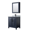 Custom image for Dark Blue with Matte Black Trim / White Carrara Marble / Medicine Cabinet