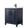 Custom image for Dark Blue with Matte Black Trim / White Cultured Marble / No Mirror