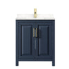 Custom image for Dark Blue with Brushed Gold Trim / Carrara Cultured Marble / No Mirror