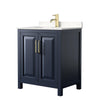 Custom image for Dark Blue with Brushed Gold Trim / Carrara Cultured Marble / No Mirror