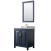 Custom image for Dark Blue with Brushed Gold Trim / White Carrara Marble / 24