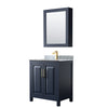 Custom image for Dark Blue with Brushed Gold Trim / White Carrara Marble / Medicine Cabinet