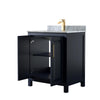 Custom image for Dark Blue with Brushed Gold Trim / White Carrara Marble / No Mirror