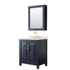 Custom image for Dark Blue with Brushed Gold Trim / Giotto Quartz / Medicine Cabinet