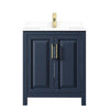 Custom image for Dark Blue with Brushed Gold Trim / White Cultured Marble / No Mirror