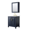 Custom image for Dark Blue with Brushed Gold Trim / White Cultured Marble / Medicine Cabinet