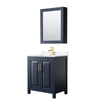 Custom image for Dark Blue with Brushed Gold Trim / White Quartz / Medicine Cabinet