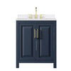 Custom image for Dark Blue with Brushed Gold Trim / White Quartz / No Mirror