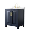 Custom image for Dark Blue with Brushed Gold Trim / White Quartz / No Mirror