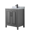 Custom image for Dark Gray with Matte Black Trim / White Carrara Marble / No Mirror