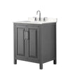 Custom image for Dark Gray with Polished Chrome Trim / Carrara Cultured Marble / No Mirror