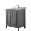 Custom image for Dark Gray with Polished Chrome Trim / White Carrara Marble / No Mirror