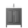 Custom image for Dark Gray with Polished Chrome Trim / White Cultured Marble / No Mirror