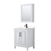 Custom image for White with Matte Black Trim / Carrara Cultured Marble / Medicine Cabinet