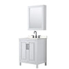 Custom image for White with Matte Black Trim / Carrara Cultured Marble / Medicine Cabinet