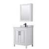 Custom image for White with Matte Black Trim / White Carrara Marble / Medicine Cabinet